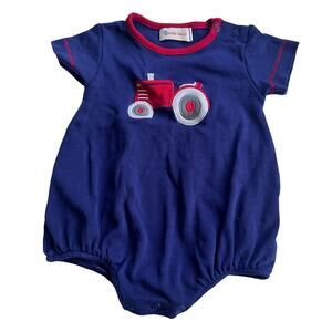 Baby Luigi Tractor Appliqué Bubble Romper - Size 6 Months